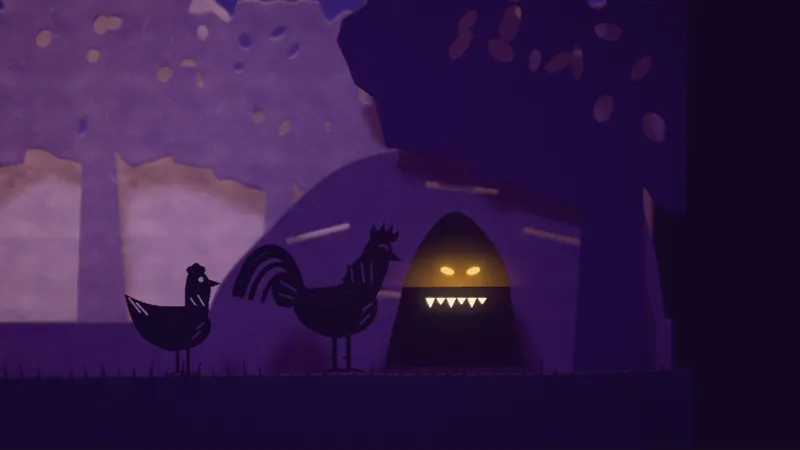 Henny Penny, illustrated as a paper-cut lightbox