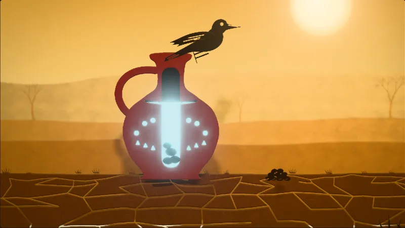 The Crow and the Pitcher, illustrated as a paper-cut lightbox