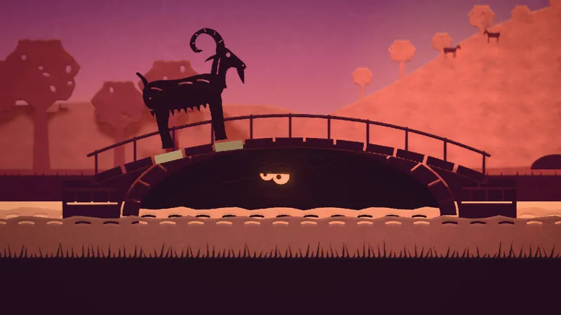 The Three Billy Goats Gruff, illustrated as a paper-cut lightbox